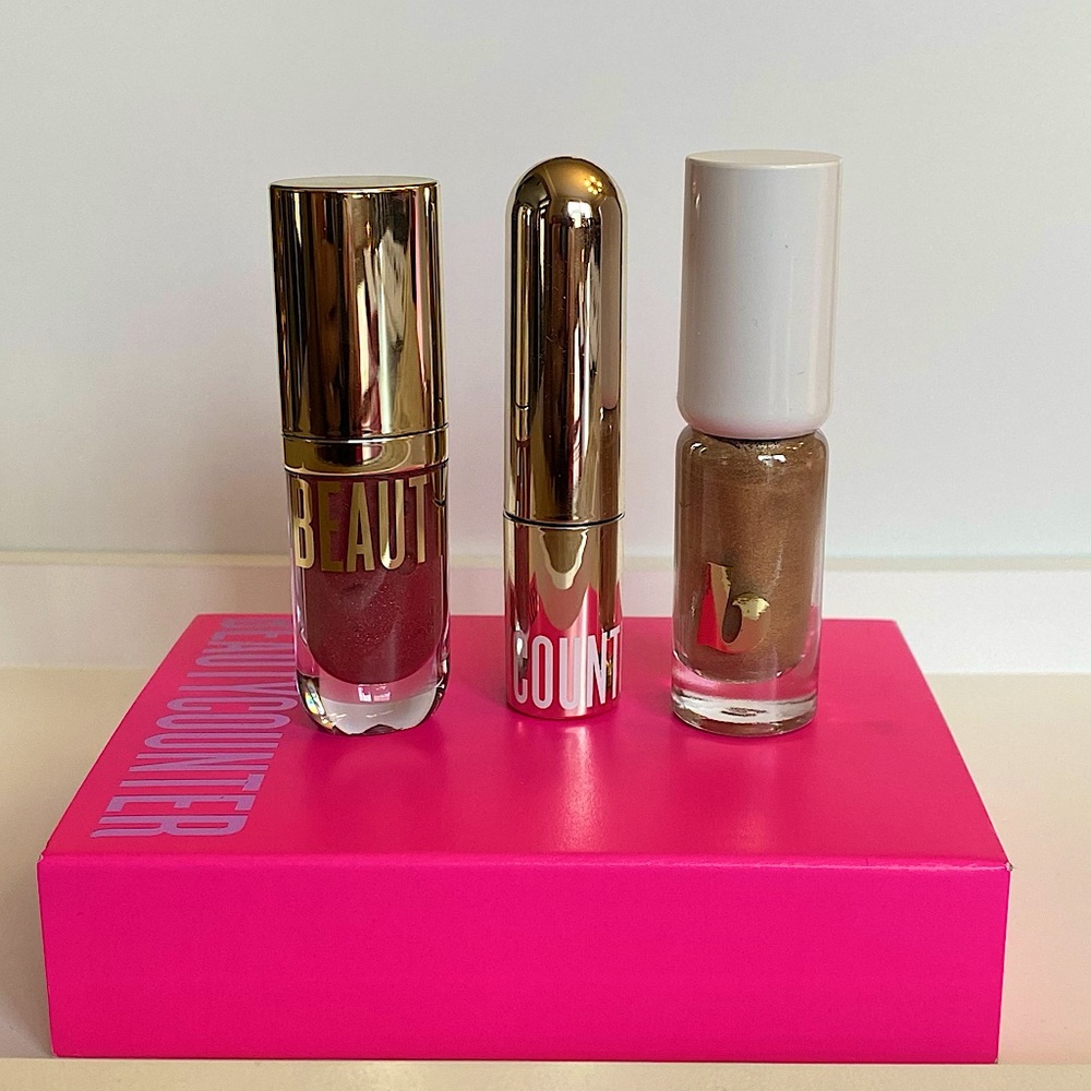 Beautycounter Going Places Makeup Kit - Lip Gloss, Cream Shadow, Mascara